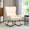 Miniatyrbild 2 av 6: Rootz Rocking Chair - Recliner - Lounge Chair - 10 cm plyschkomfort - 66 cm x 100 cm x 93 cm - vit/svart för enkel avkoppling