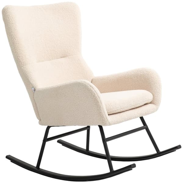 Rootz Rocking Chair - Recliner - Lounge Chair - 10 cm plyschkomfort - 66 cm x 100 cm x 93 cm - vit/svart för enkel avkoppling