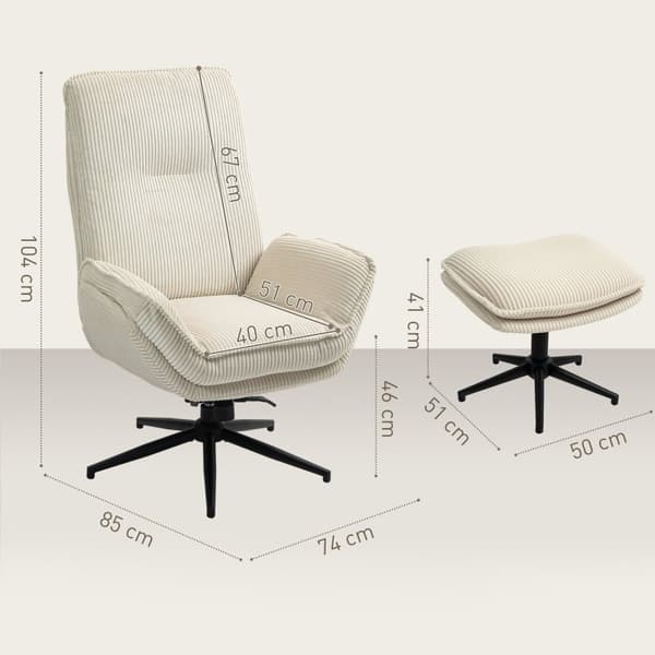 Rootz klädsel Fåtölj & fotpall - Reclinerstol - TV Fåtölj - Max Comfort - 74 cm x 85 cm x 104 cm