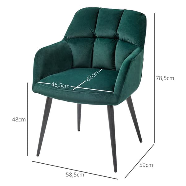 Rootzin verhoiltu tuoli - korostettu tuoli - koristeellinen tikkaus - Velvet -ilme - pitää jopa 120 kg - 58,5 cm x 59cm x 78,5 cm - vihreä