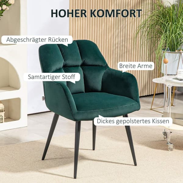 Rootzin verhoiltu tuoli - korostettu tuoli - koristeellinen tikkaus - Velvet -ilme - pitää jopa 120 kg - 58,5 cm x 59cm x 78,5 cm - vihreä