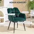 Pikkukuva 4 / 10: Rootzin verhoiltu tuoli - korostettu tuoli - koristeellinen tikkaus - Velvet -ilme - pitää jopa 120 kg - 58,5 cm x 59cm x 78,5 cm - vihreä