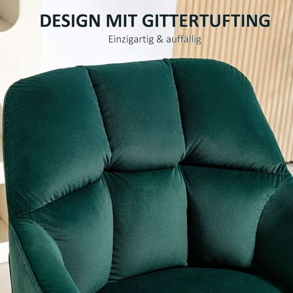 Rootzin verhoiltu tuoli - korostettu tuoli - koristeellinen tikkaus - Velvet -ilme - pitää jopa 120 kg - 58,5 cm x 59cm x 78,5 cm - vihreä