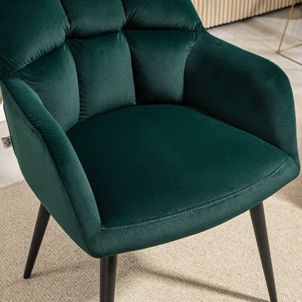 Rootzin verhoiltu tuoli - korostettu tuoli - koristeellinen tikkaus - Velvet -ilme - pitää jopa 120 kg - 58,5 cm x 59cm x 78,5 cm - vihreä
