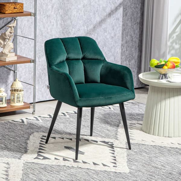 Rootzin verhoiltu tuoli - korostettu tuoli - koristeellinen tikkaus - Velvet -ilme - pitää jopa 120 kg - 58,5 cm x 59cm x 78,5 cm - vihreä