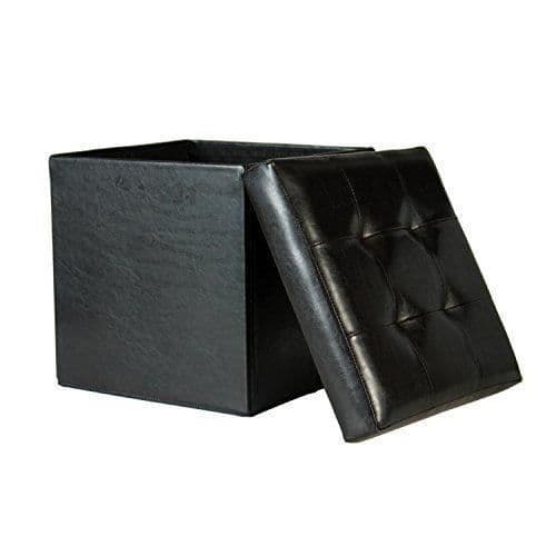 PAME 43462 - FOTEL - Fällbar stol i syntetiskt läder 38 x 38 x 38 cm Svart