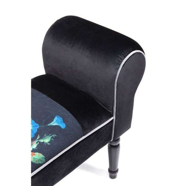 Bänk - KARE - Svart vinge blommor - Ben att montera - Lättskött - Elegant design