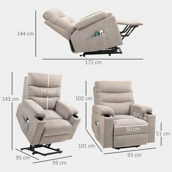 Elektrisk Recliner, 93x101x102 cm, Lysebrun