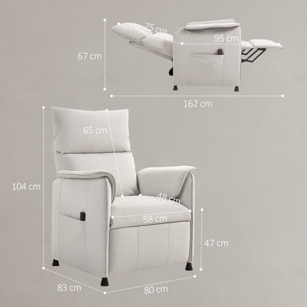 Elektrisk Afslapningsstol, 80x83x104 cm, Creme
