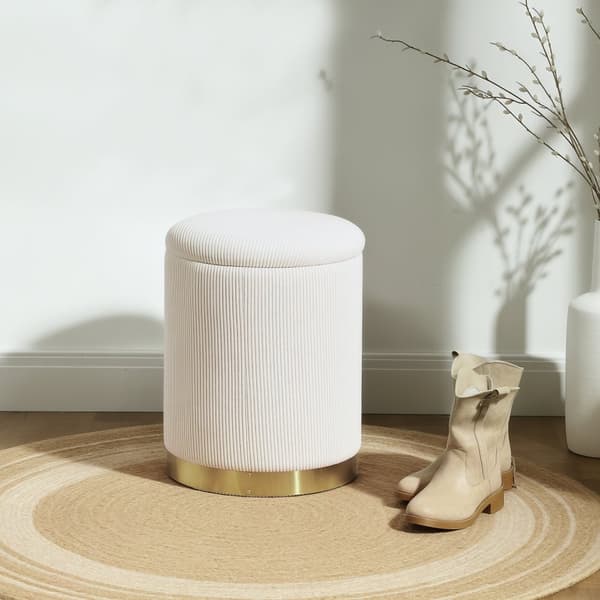 Siddepude med Opbevaring, 36x36x44 cm, Creme Hvid