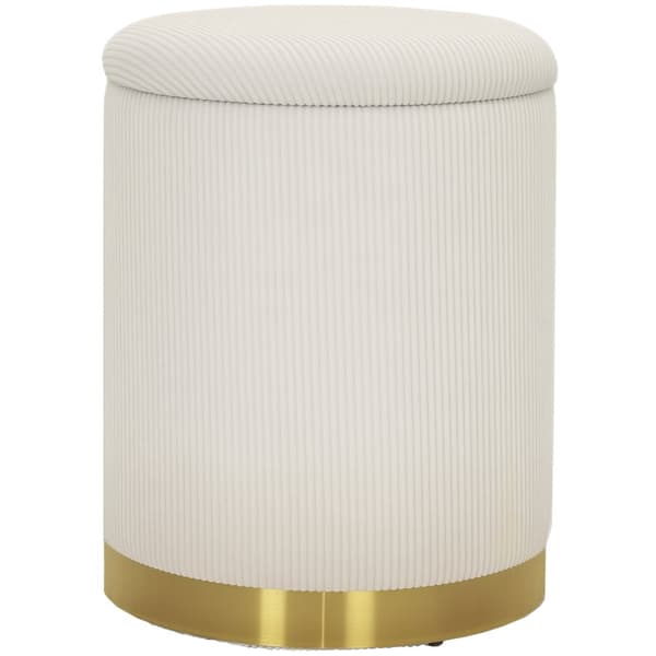 Siddepude med Opbevaring, 36x36x44 cm, Creme Hvid
