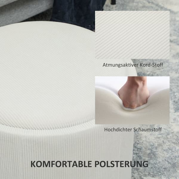 Förvaringspall, 56x56x42 cm, Krämvit