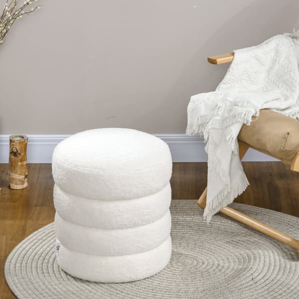 Pouf Pall, Ø40 x 45 cm, Kräm Vit