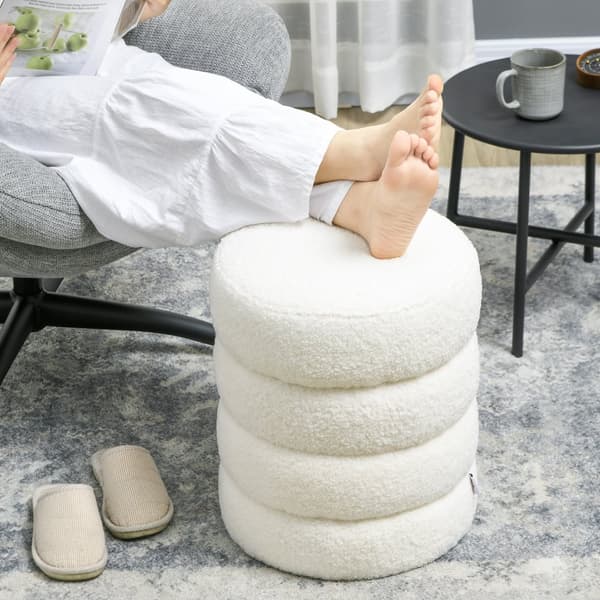 Pouf Pall, Ø40 x 45 cm, Kräm Vit