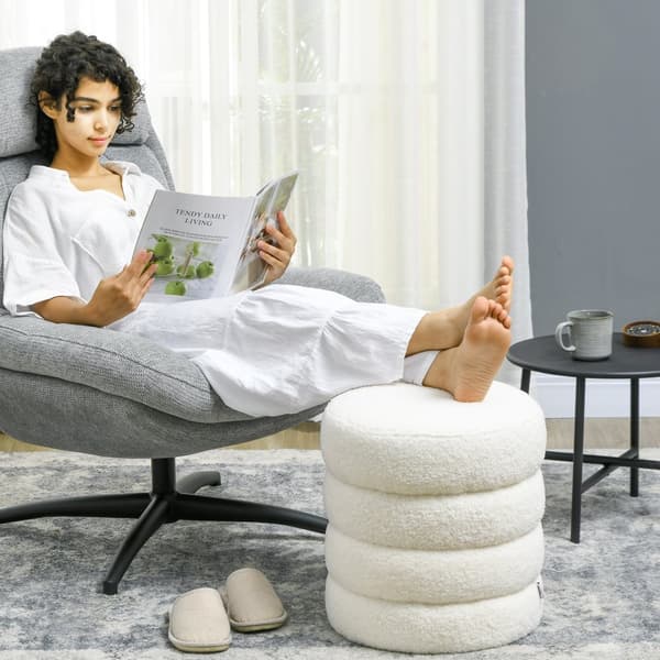 Pouf Pall, Ø40 x 45 cm, Kräm Vit