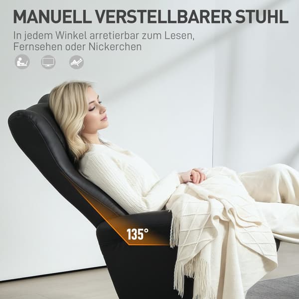 Afslapningsstol med Skammel, 70x79x105 cm, Sort