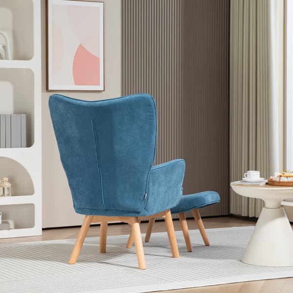 Fåtölj med Ottoman, 72x80x101 cm, Blå