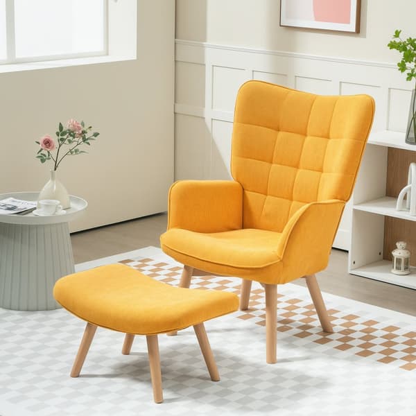Lænestol med Fodskammel, 72x80x101 cm, Orange
