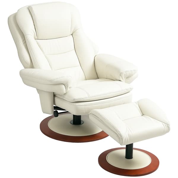 Afslapningsstol med Skammel, 94x98x104 cm, Creme Hvid