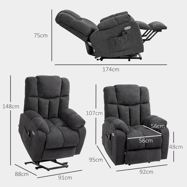 TV-stol med lyfthjälp, 92x95x107 cm, Svart