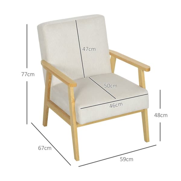 Lounge Stol, 59x67x77 cm, Creme Hvid