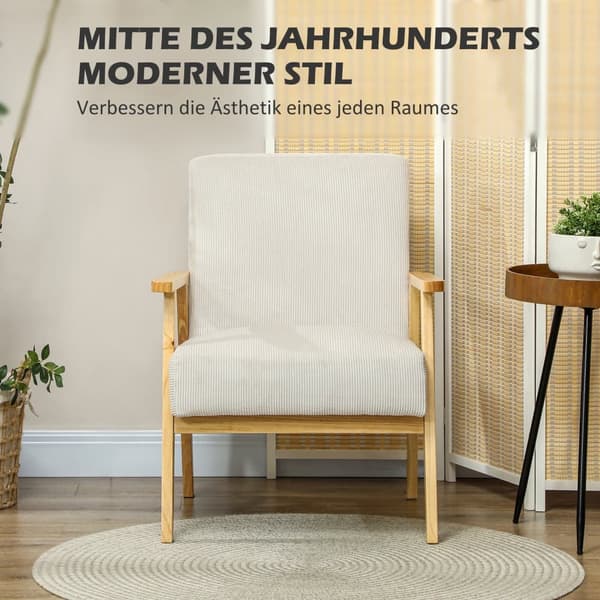 Lounge Stol, 59x67x77 cm, Creme Hvid