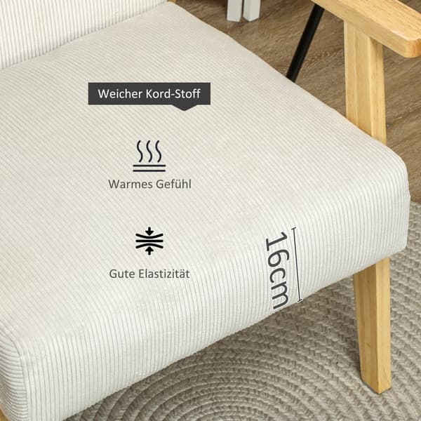 Lounge Stol, 59x67x77 cm, Creme Hvid