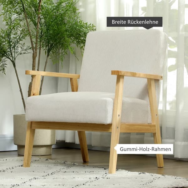 Lounge Stol, 59x67x77 cm, Creme Hvid