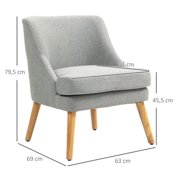 Lounge Stol, 63x69x79.5 cm, Lys Grå