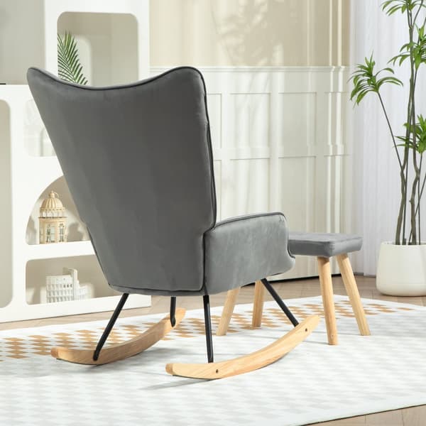 Gynge stol med skammel, 66x96x101 cm, Mørkegrå