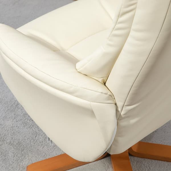 Avkopplande stol med fotpall, 71x84x102 cm, Krämvit