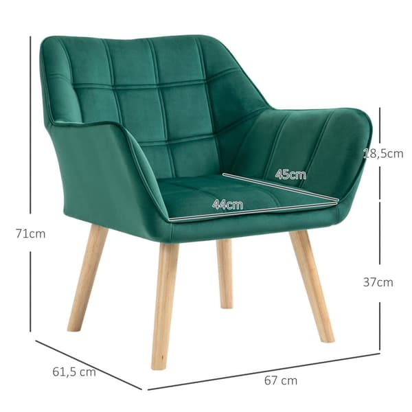Enkel Fåtölj, 64x62x72.5 cm, Grön