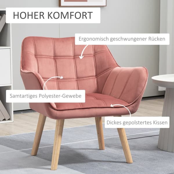 Enkelt Lænestol, 68.5x61x72.5 cm, Pink