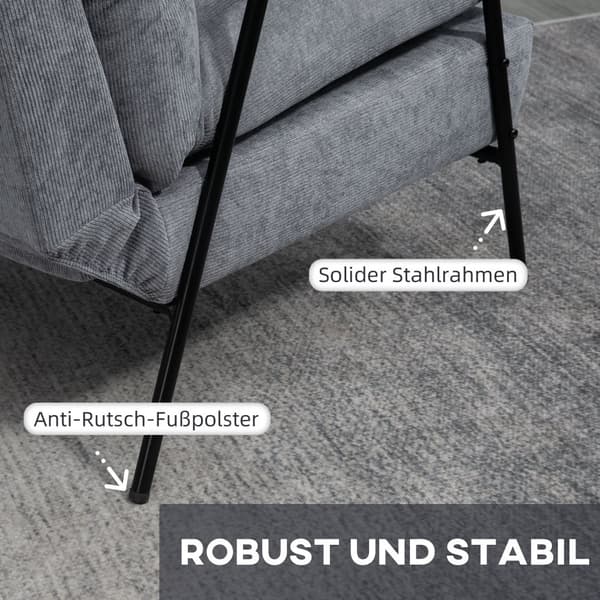 Avslappningsstol och Ottoman-set, 68x91.5x88 cm, Grå