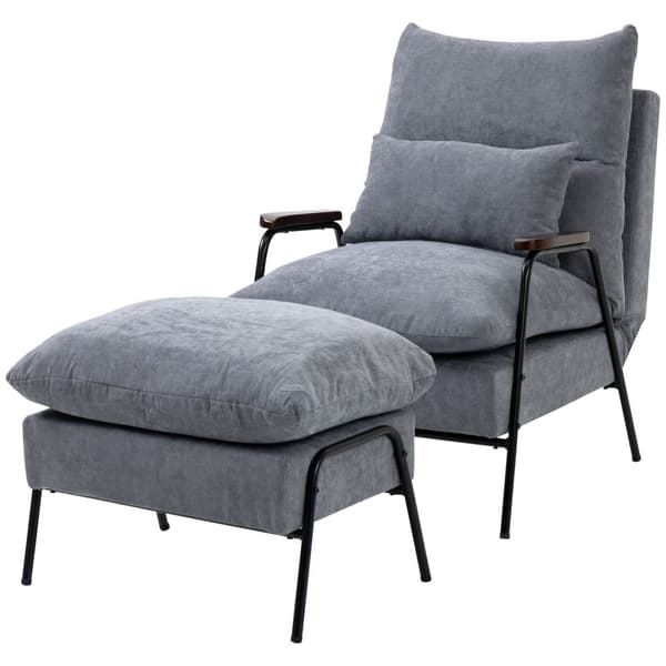 Avslappningsstol och Ottoman-set, 68x91.5x88 cm, Grå