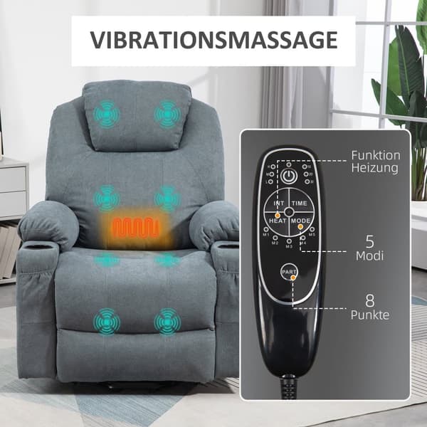 Massagestol med løftehjælp, 90x101x107 cm, Mørkegrå