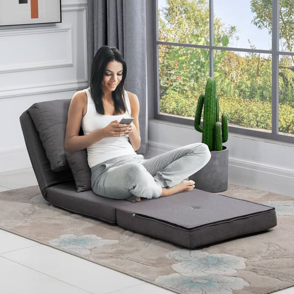 Lattiasohva, 60x80x56 cm (Lattiasohva), 180x60x19 cm (Nukkumissohva), Tummanharmaa