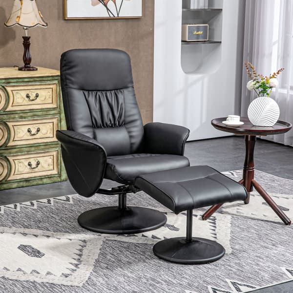 Avslappningsstol med Ottoman, 76x81x101 cm, Svart