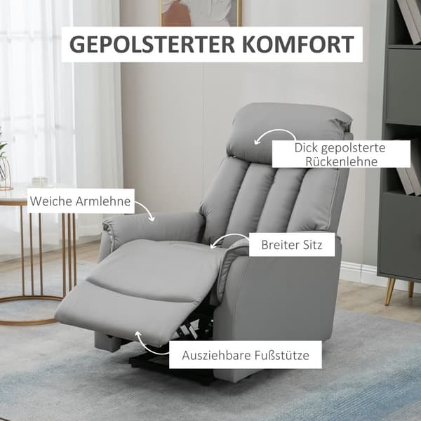 Elektrisk lyftstol, 80x94x104 cm, Grå