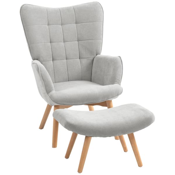 Fåtölj med Ottoman, 72x80x101 cm, Grå