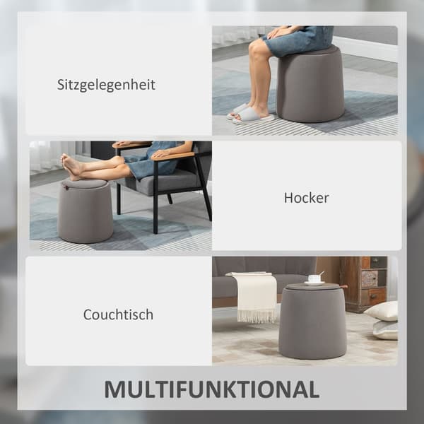 Ottoman Sittplats Pall, 2-i-1, Ø44 x 47,5H cm, Mörkgrå