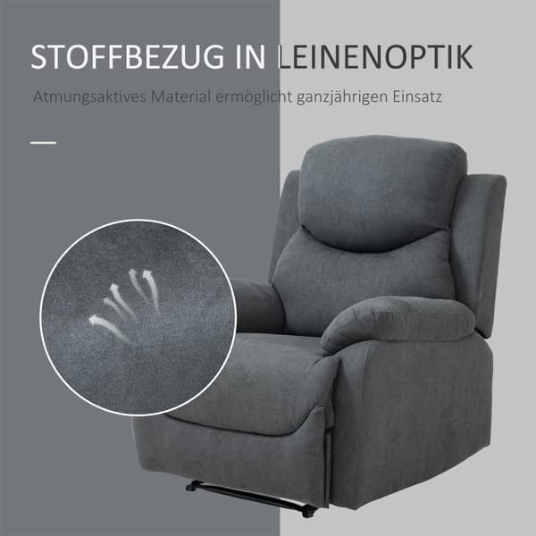Fåtölj med Reclining Funktion, 93x88x102 cm, Mörkgrå