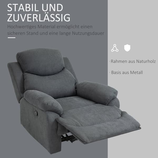 Fåtölj med Reclining Funktion, 93x88x102 cm, Mörkgrå