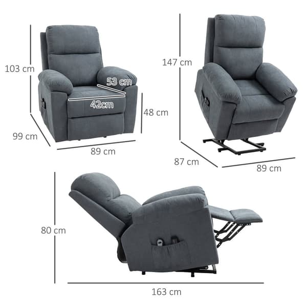 Massagestol med løftehjælp, 89x99x103 cm, Grå