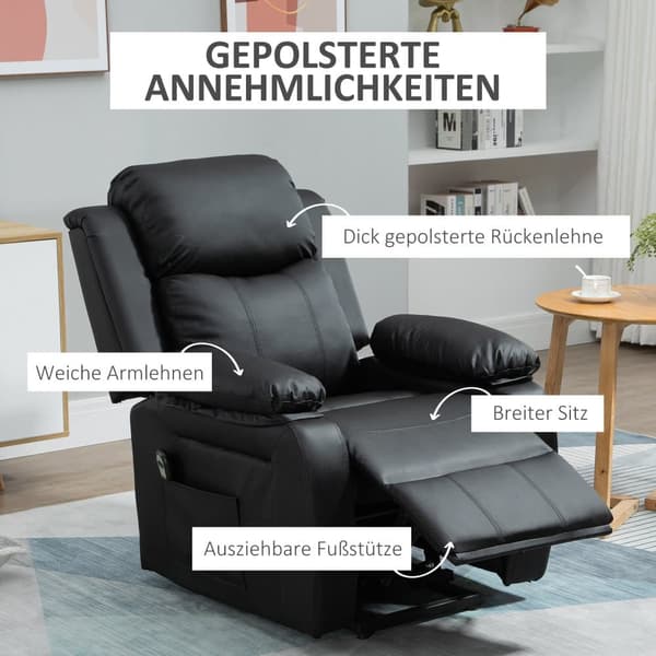 Elektrisk Relaxstol, 93x96x105 cm, Sort