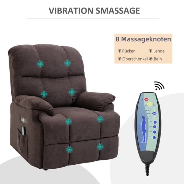 Massagestol med løftehjælp, 83x95x105 cm, Mørkebrun