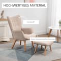 Miniatyrbillede 4 af 9: Lænestol med Fodskammel, 72x80x101 cm, Beige