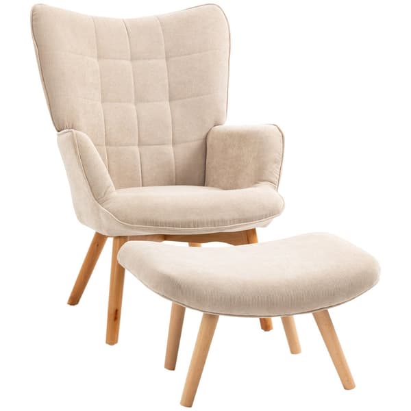 Lænestol med Fodskammel, 72x80x101 cm, Beige