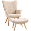 Miniatyrbillede 1 af 9: Lænestol med Fodskammel, 72x80x101 cm, Beige