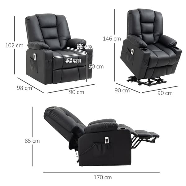 Massagestol, 90x98x102 cm, Sort
